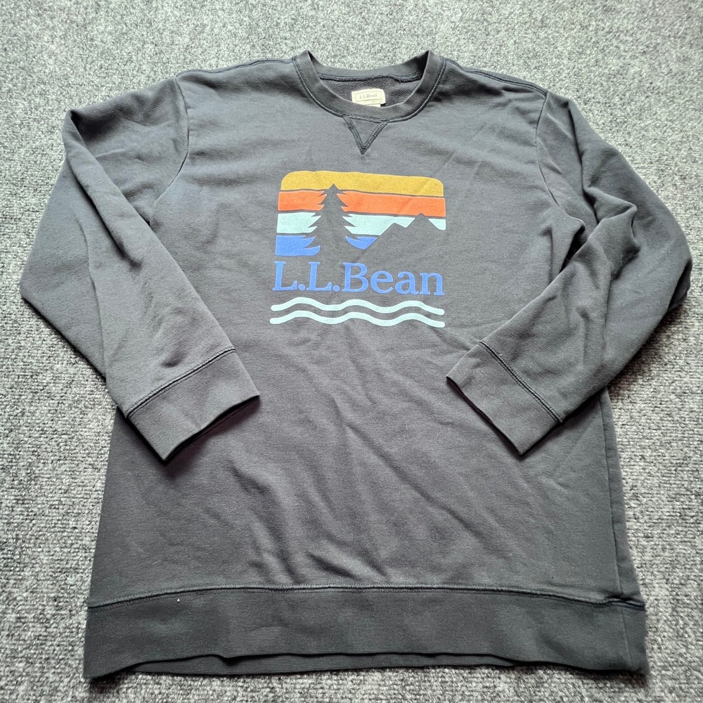 LL Bean Kids XL 18 Graphic Top Bundle Sweatshirt and T-Shirt Navy Blue Retro - Picture 3 of 16